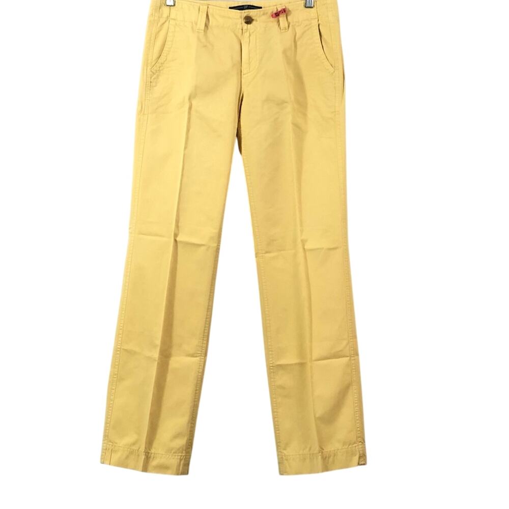 Gap Essential Classic Cut Straight Leg Yellow Khaki Trouser Slant Front Pockets